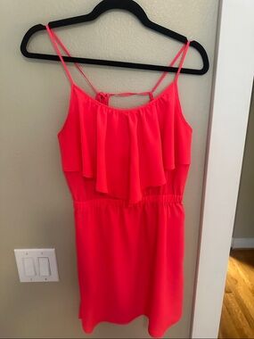 American Eagle Outfitters Neon Pink Ruffle Mini Dress